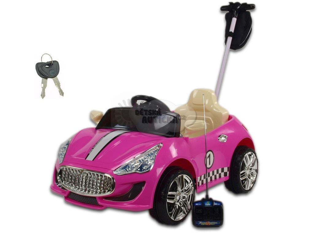 Elektrické autíčko GTR s tyčí, růžové, 