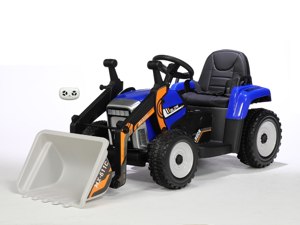 Elektrický Rozkošný traktor s funkční nakládací lžící, 2,4G, modrý 3724