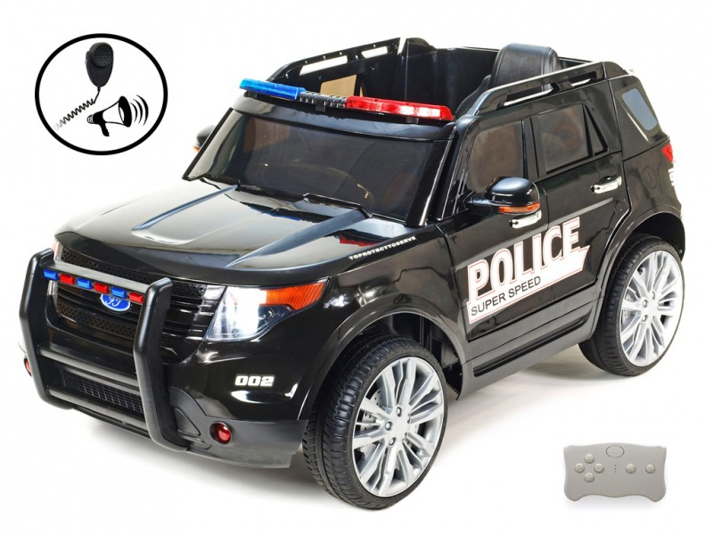 Elektrické auto USA policie s 2,4G, megafon, LED a zvukové efekty, černé