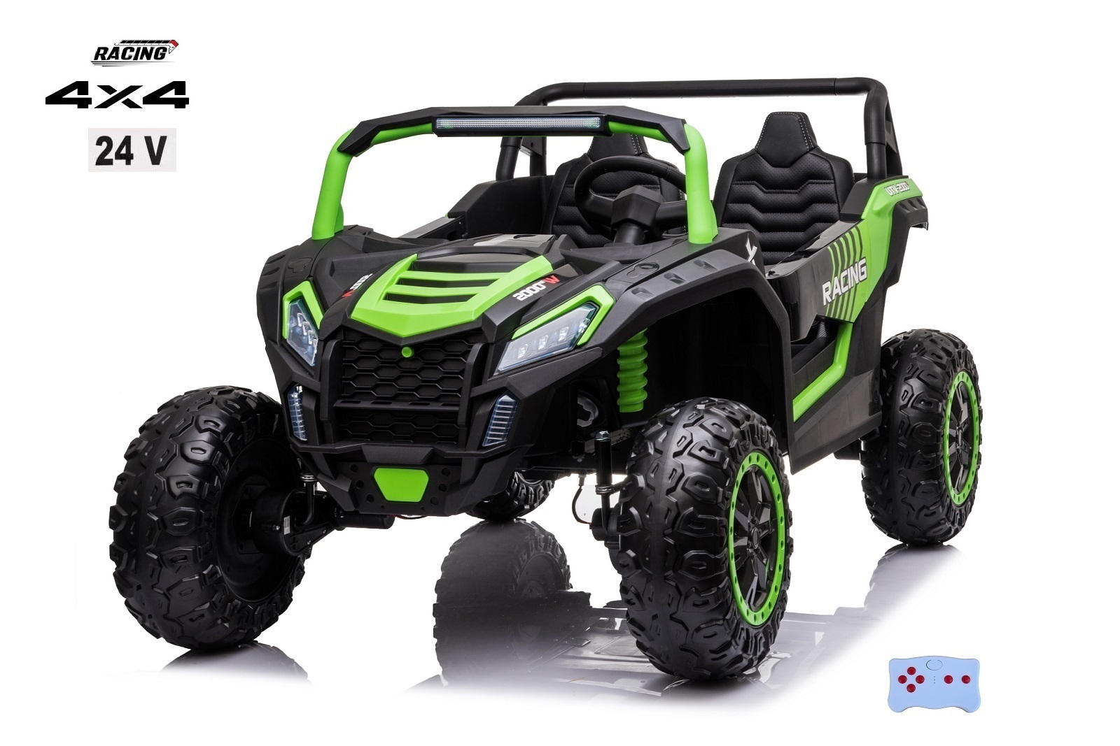 Bugina Racing 4x4 24V s 2,4G, dvoumístná, baterie 24V/14Ah ! - největší kapacita pro motory 4x 200W, zelená